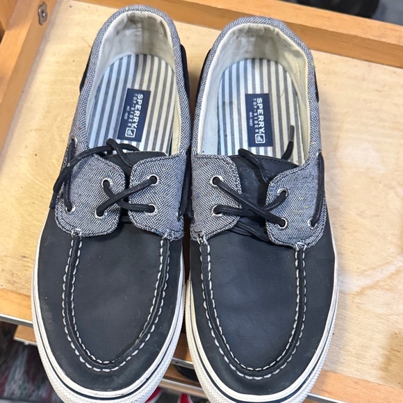 Sperry Men’s Black Top Slider deck/Boat Shoes with Gray Chambray Collar 11m - Picture 7 of 7